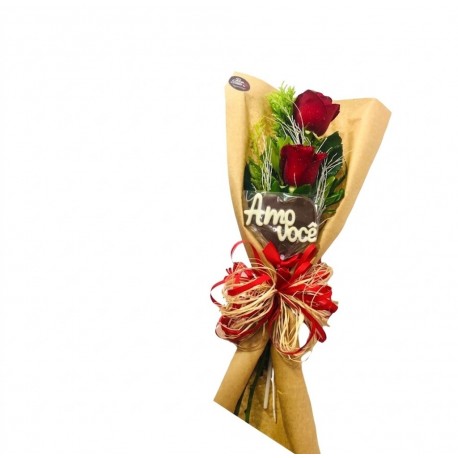 Ramalhete 2 Rosas Nacionais + Chocolate Deustare