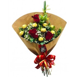 Ramalhete 3 Rosas Nacionais + 8 Ferreros