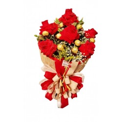 Buquê 6 Rosas Importadas + 8 Ferreros